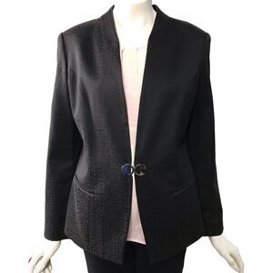 Apology Blazer Black Jacket Lined Button Pockets Office Suit Womens Size 44